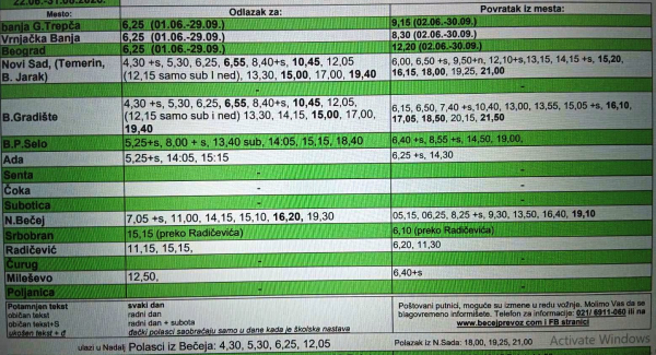 „Bečejprevoz” od 22. juna…