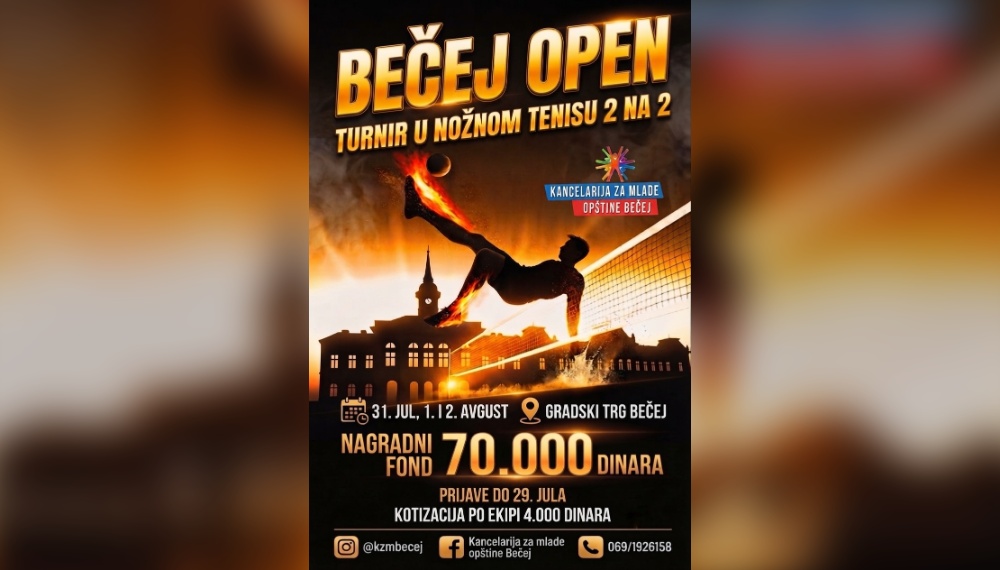 Prvi Bečej Open u nožnom tenisu od 31. jula do 2. avgusta na Gradskom trgu