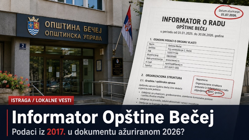 Informator Opštinske uprave Bečej iz jula sadrži tabelu iz 2017. i međusobno neusaglašene podatke