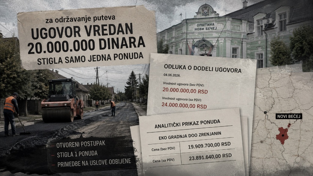 Za održavanje puteva u opštini Novi Bečej stigla samo jedna ponuda, ugovor dodeljen zrenjaninskoj firmi