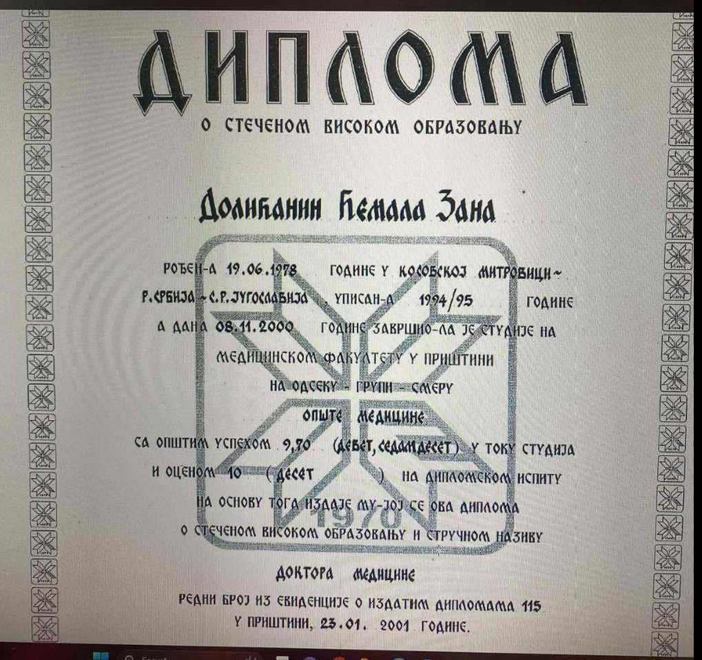 ZanaDolicaninDiploma